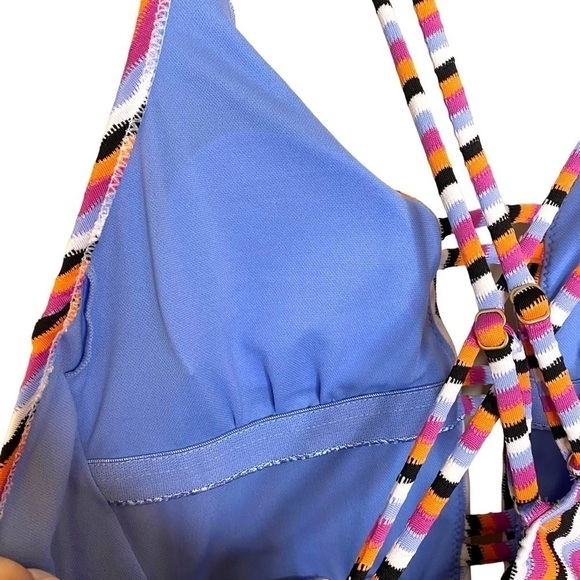 JESSICA Simpson Contemporary Got the Groove Double Strap Plunge One Piece Swim - Picture 8 of 12